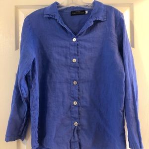 Bloomingdale’s Petite Concepts Periwinkle Long Sleeve Button Down Blouse